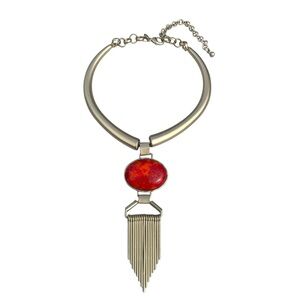 Chicos Red and Orange Pendant Necklace